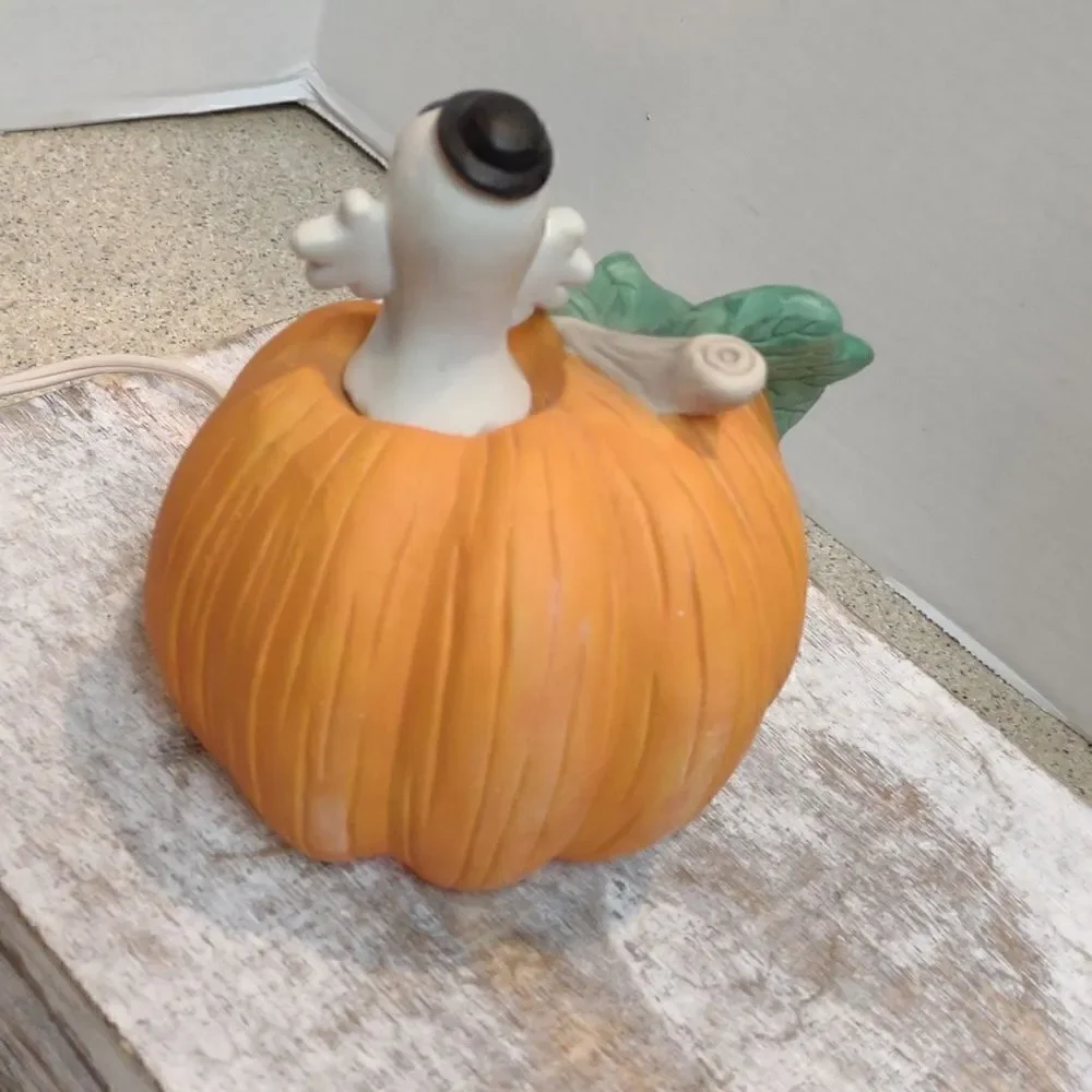 Lighted Halloween Ceramic Pumpkin Ghost Night Light Fun Decor